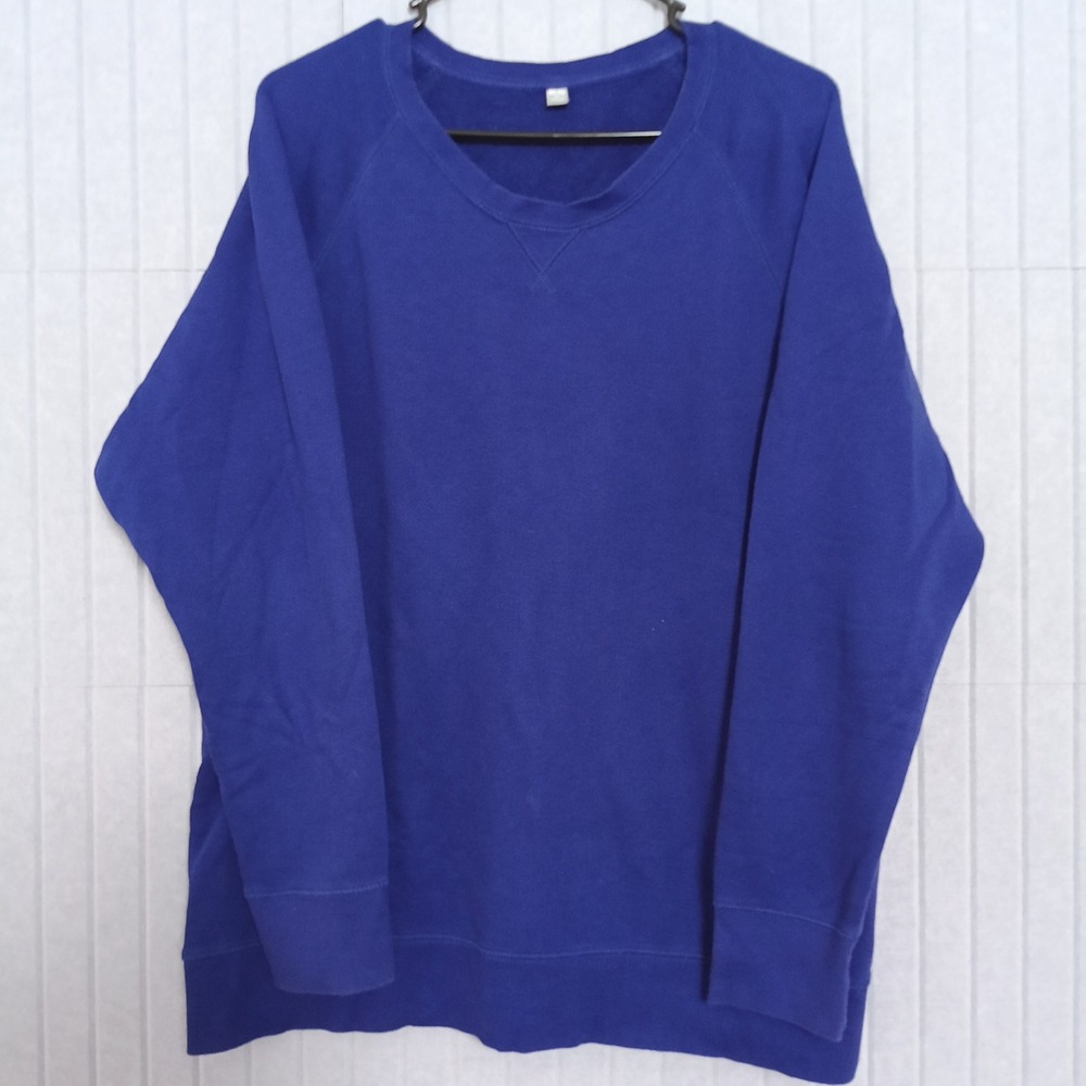Uniqlo Crewneck Sweatshirt Men XL Blue Excellent Raglan Cotton Blend 241-129852